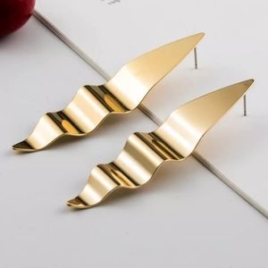 New Irregular Trendy Gold Color Metal Earrings